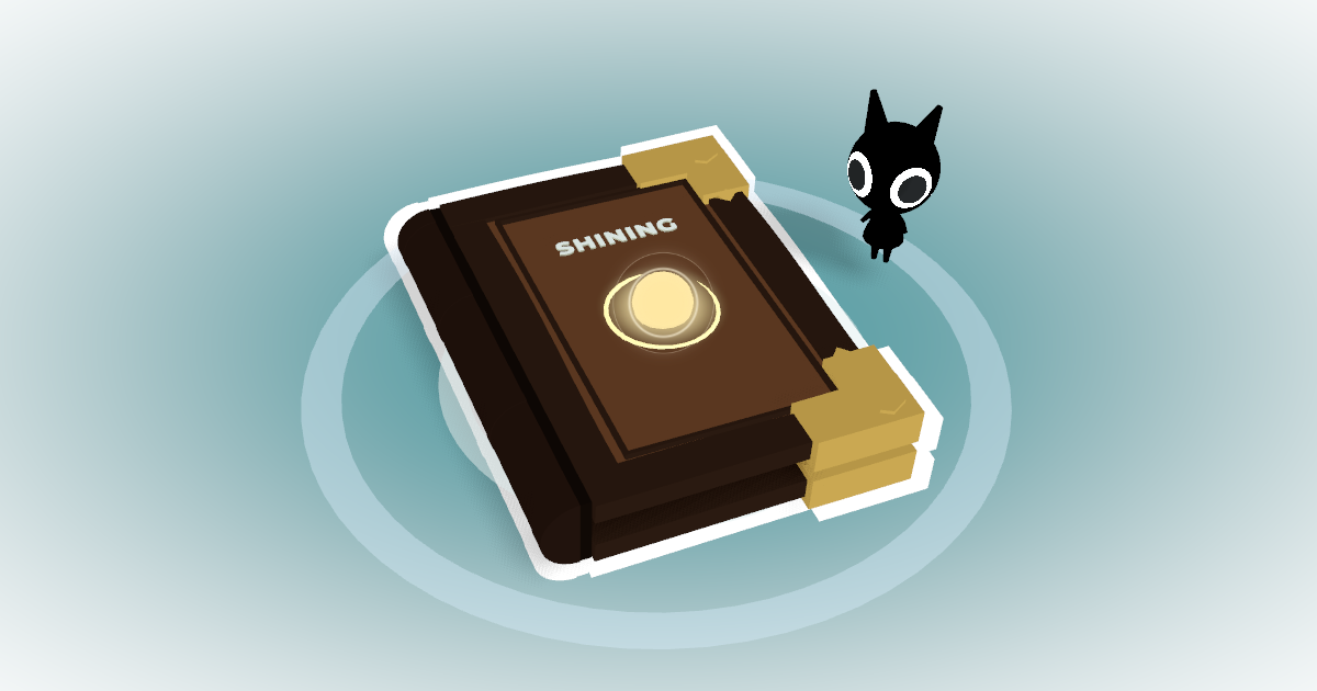 A soft 3D storybook scene from Shining, with illustrated pages, warm light, and spatial transitions forming the main interaction.